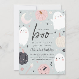 Invitación Pequeño Boo Boho Halloween Fantasma Segundo Fiesta