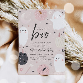 Invitación Pequeño Boo Boho Halloween Fantasma Segundo Fiesta