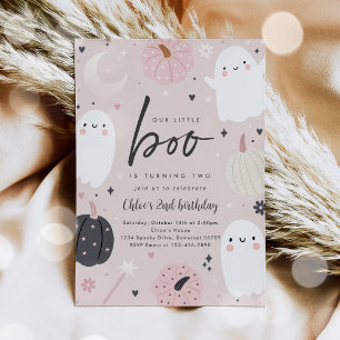 Invitación Pequeño Boo Boho Halloween Fantasma Segundo Fiesta