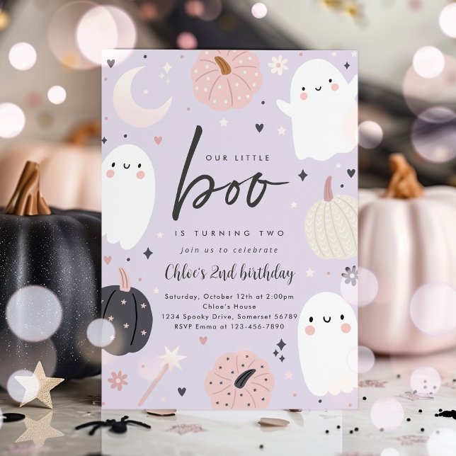 Invitación Pequeño Boo Boho Halloween Fantasma Segundo Fiesta (Subido por el creador)