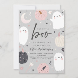 Invitación Pequeño Boo Boho Halloween Fantasma Segundo Fiesta