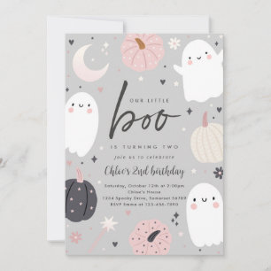 Invitación Pequeño Boo Boho Halloween Fantasma Segundo Fiesta