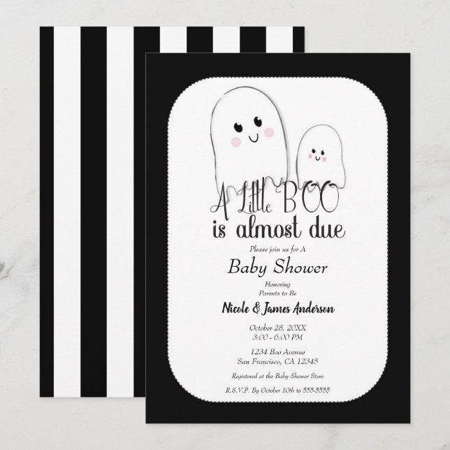 Invitación Pequeño BOO casi debido a Baby Shower de Halloween (Anverso / Reverso)