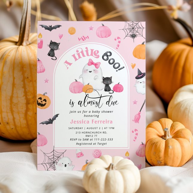 Invitación Pequeño Boo casi debido a la ducha de bebé de chic (Subido por el creador)