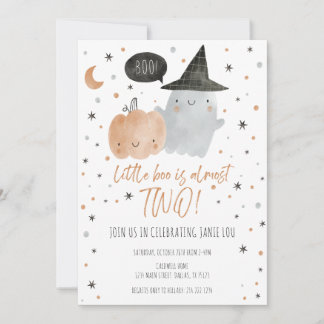 INVITACIÓN PEQUEÑO BOO CASI DOS CUMPLEAÑOS - BLANCO