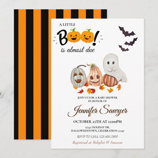 Invitación Pequeño Boo casi se espera Baby Shower en Hallowee (Anverso / Reverso)