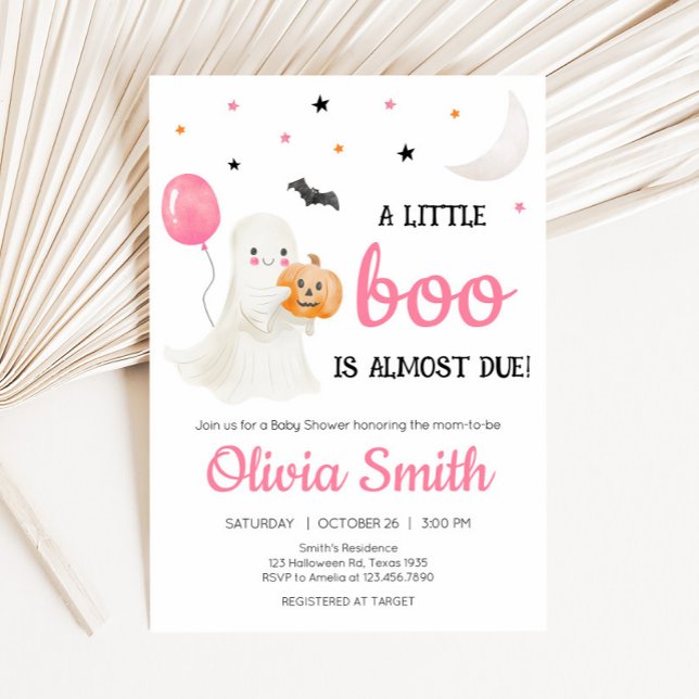 Invitación Pequeño Boo chica casi se debe a Baby Shower (A Little Boo Baby Shower Invitation )