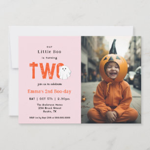 Invitación Pequeño Boo convirtiendo foto de cumpleaños de dos