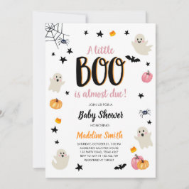 Invitación Pequeño Boo Cuidó Halloween Fantasma Rosa Baby Sho