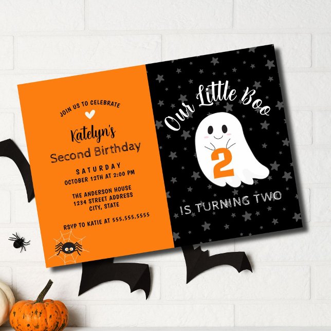 Invitación Pequeño Boo cumple 2 años de Halloween (Subido por el creador)