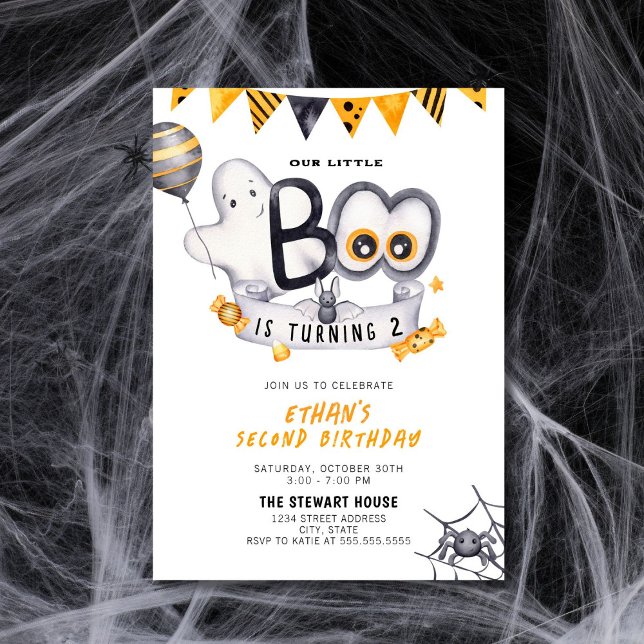 Invitación Pequeño Boo cumple dos años de Halloween (Subido por el creador)