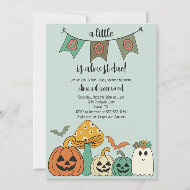 Invitación Pequeño boo de Baby Shower de Halloween de los año (Anverso)