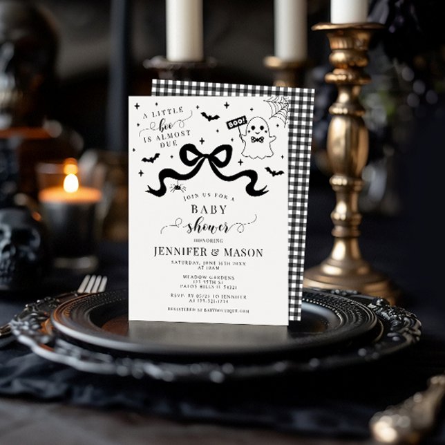 Invitación Pequeño Boo De Estilo Cuidado Fantasma Bow Bebé Du (Subido por el creador)