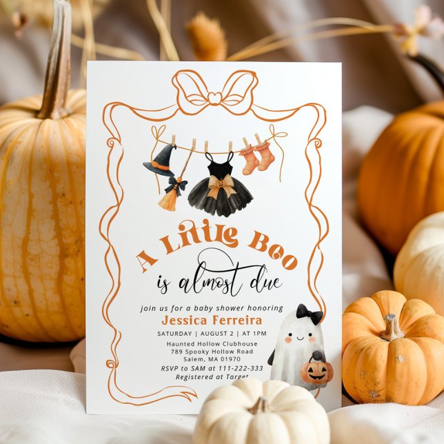 Invitación Pequeño Boo debido a la ducha de bebé con ropa de  (Subido por el creador)