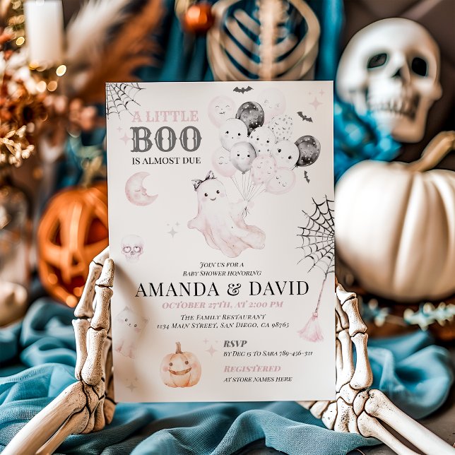 Invitación Pequeño Boo Fantasma Fantasma Halloween Niña Ducha (Subido por el creador)