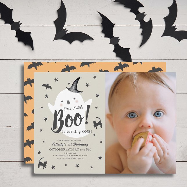Invitación Pequeño Boo Fantasma Halloween 1er cumpleaños Foto (Subido por el creador)