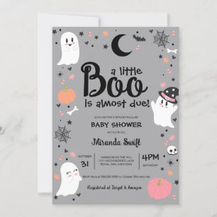 Invitación Pequeño Boo Fantasma Halloween Baby Shower rosa