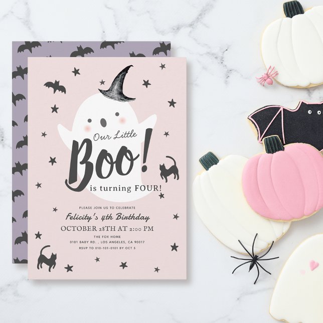 Invitación Pequeño Boo Fantasma Halloween Chica Rosa Cumpleañ (Subido por el creador)