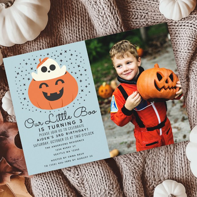 Invitación Pequeño Boo Fantasma Halloween Niños Fotos de cump (Subido por el creador)