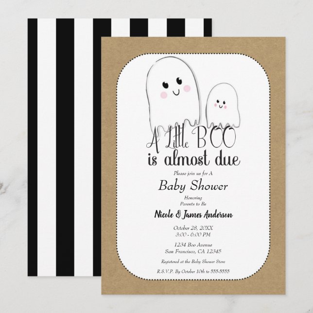 Invitación Pequeño BOO Fantasma Rústico Halloween Baby Shower (Anverso / Reverso)