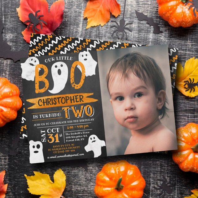 Invitación ¡Pequeño Boo! Foto de cumpleaños 2 de Halloween (Subido por el creador)
