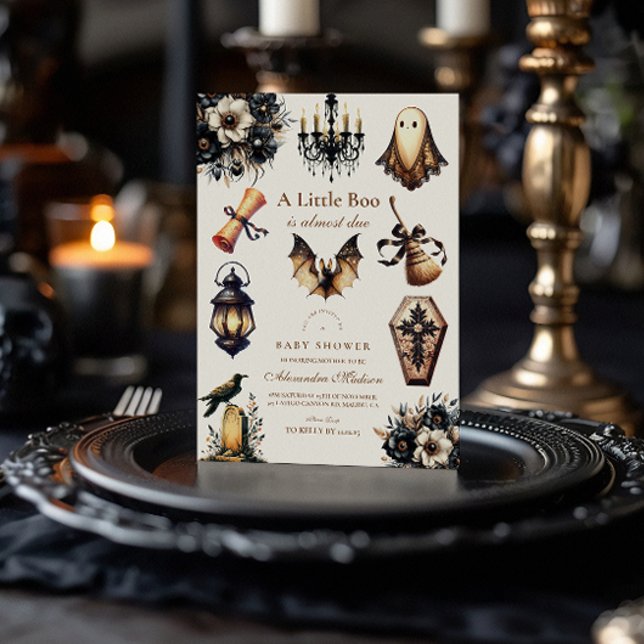 Invitación Pequeño Boo Gótico Halloween Baby Shower (Subido por el creador)