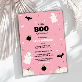 Invitación Pequeño Boo Halloween Chica rosa Baby Shower