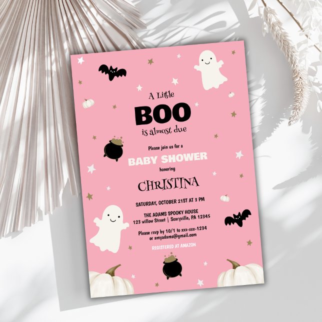 Invitación Pequeño Boo Halloween Chica rosa Baby Shower (Subido por el creador)
