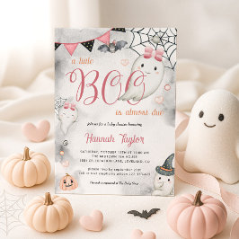Invitación Pequeño Boo Halloween Chica rosa Fantasma Baby Sho