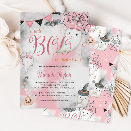 Invitación Pequeño Boo Halloween Chica rosa Fantasma Baby Sho