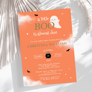 Invitación Pequeño Boo Halloween Fantasma Naranja Baby Shower