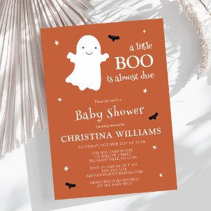Invitación Pequeño Boo Halloween Fantasma Naranja Baby Shower