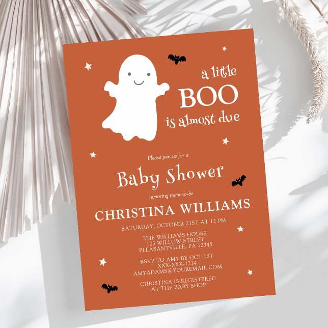 Invitación Pequeño Boo Halloween Fantasma Naranja Baby Shower (Subido por el creador)