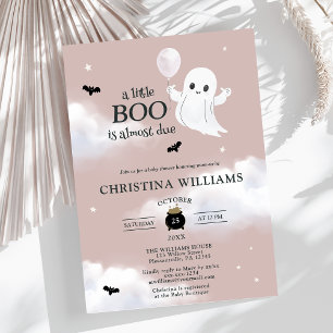 Invitación Pequeño Boo Halloween Fantasma Rubor Rosa Baby Sho