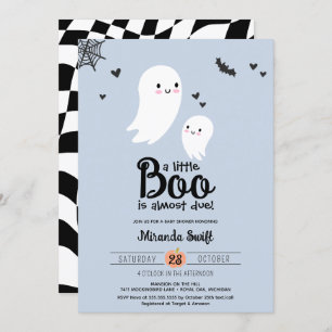 Invitación Pequeño Boo lindo mamá bebé fantasma Halloween duc