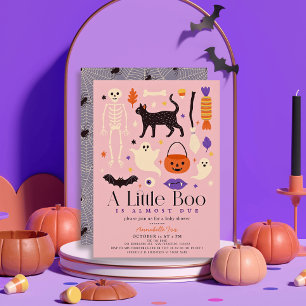 Invitación Pequeño Boo motivos de Halloween Chica rosa Ducha