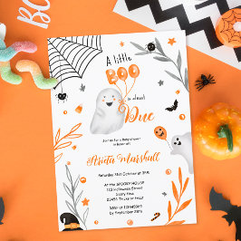 Invitación Pequeño Boo naranja de Halloween lindo ducha
