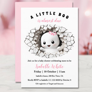 Invitación Pequeño Boo Peeking Halloween Chica Baby Shower