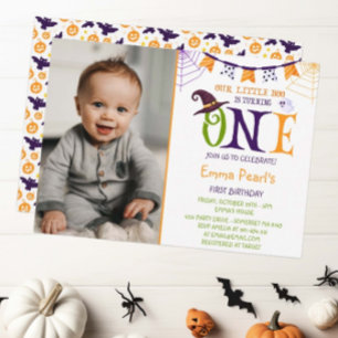 Invitación Pequeño Boo que se vuelve uno, foto de Halloween c
