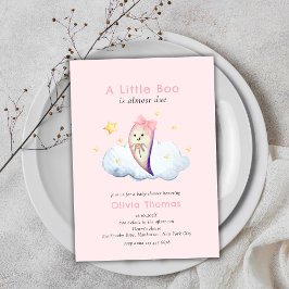 Invitación Pequeño Boo Rosa Bow Chica Fantasma Baby Shower