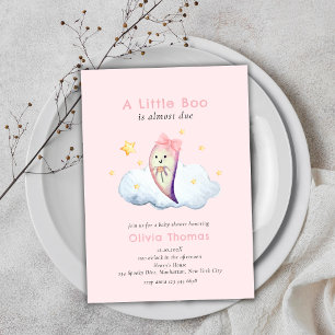 Invitación Pequeño Boo Rosa Bow Chica Fantasma Baby Shower