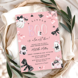 Invitación Pequeño Boo Rosa Halloween Chica Baby Shower