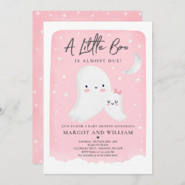 Invitación Pequeño Boo Rosa Shower Halloween Fantasma Baby Sh