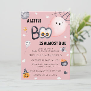 Invitación Pequeño Boo Se Debe Al Chica Rosado Halloween Baby