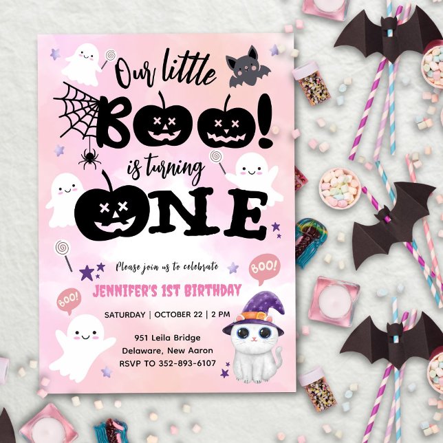 Invitación Pequeño Boo se está volviendo uno | Primer cumplea (Subido por el creador)
