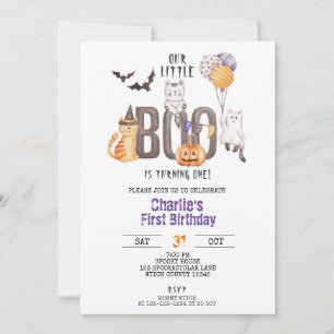 Invitación Pequeño Boo se vuelve uno, primer cumpleaños de Ha