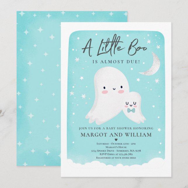 Invitación Pequeño boom de Baby Shower: Fantasma Baby Shower (Anverso / Reverso)