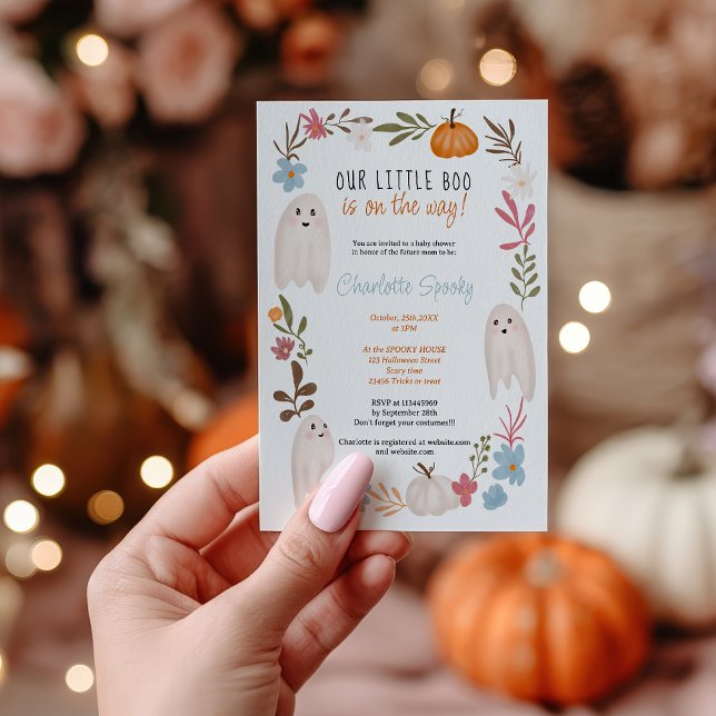 Invitación Pequeño boom de Halloween Fantasma niño ducha (Halloween little boo Ghosts boy baby shower Invitation)