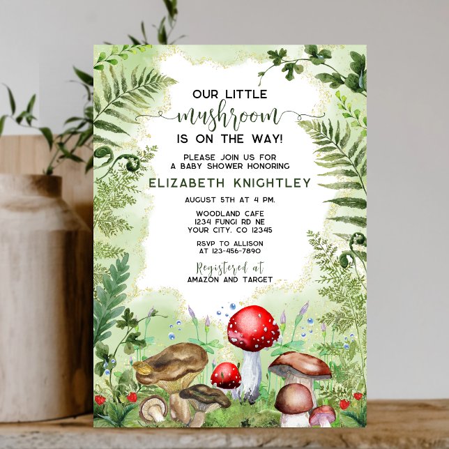 Invitación Pequeño bosque de champiñones invade Baby Shower r (Subido por el creador)