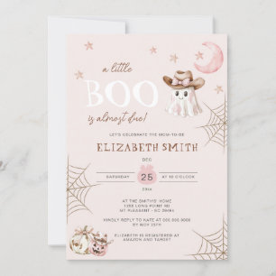 Invitación Pequeño Bote Rosa Halloween casi debido a Baby Sho